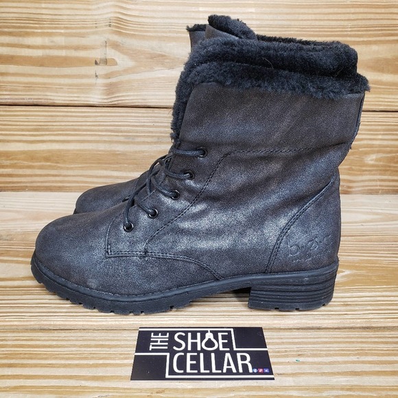 BOC Womens 5 Allysen Black Lace Up Faux Fur Lined Combat / Moto Boots - Picture 3 of 8